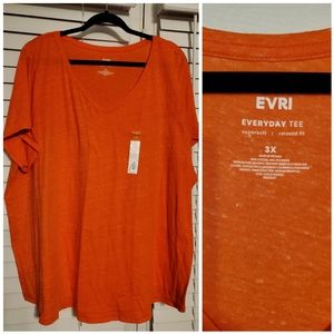 Evri Orange V-neck T-shirt 3X